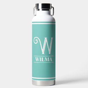 Aquamarin Mit Monogramm Trinkflasche