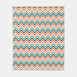 Aquamarin mit Orangenfarben, Zickzack Fleecedecke