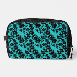 AQUAMARIN MIT SCHWARZEN BLUME WASCHBEUTEL