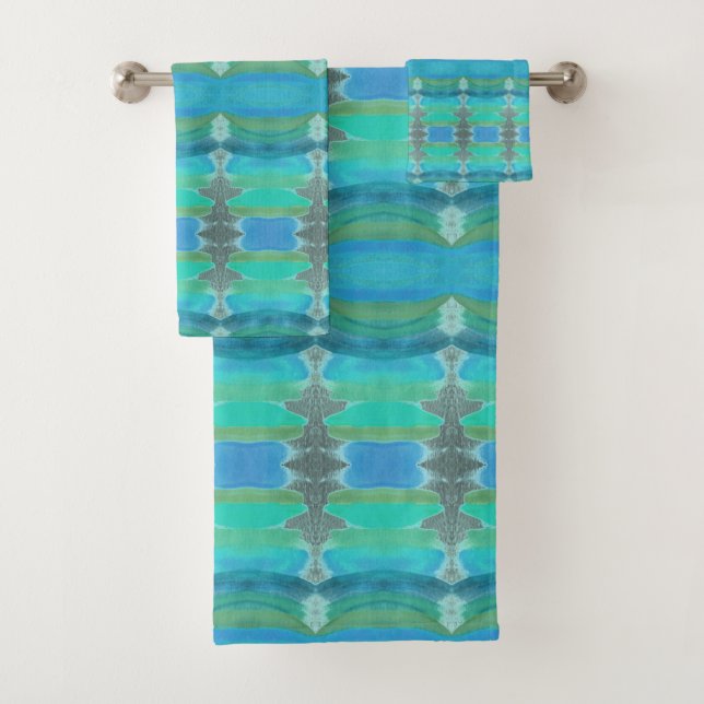 Aquamarin mit türkisfarbenen Handtüchern Badhandtuch Set (Insitu)