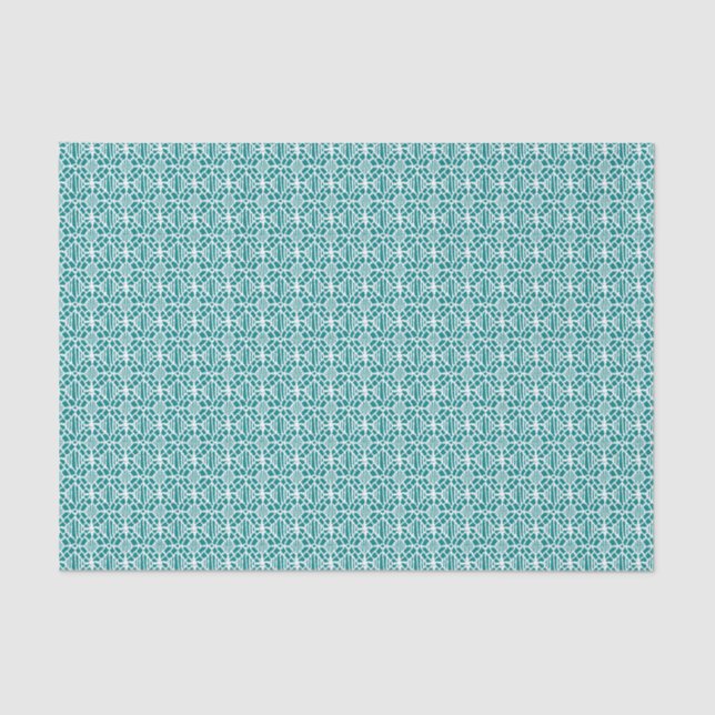Aquamarin mit weißem Crochet Lace-Muster Seidenpapier (Vorderseite)