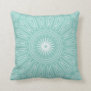 Aquamarin mit weißem geometrischem Throw-Kissen Kissen