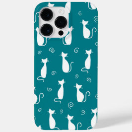 AQUAMARIN MIT WEISSER SITZKATZMUSTER Case-Mate iPhone 14 PRO MAX HÜLLE