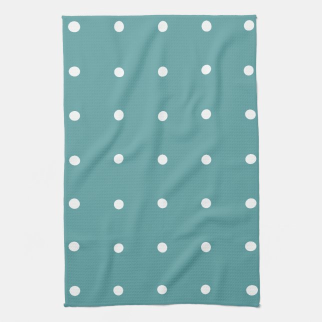 Aquamarin mit White Polka Dots Küchentuch (Vertikal)