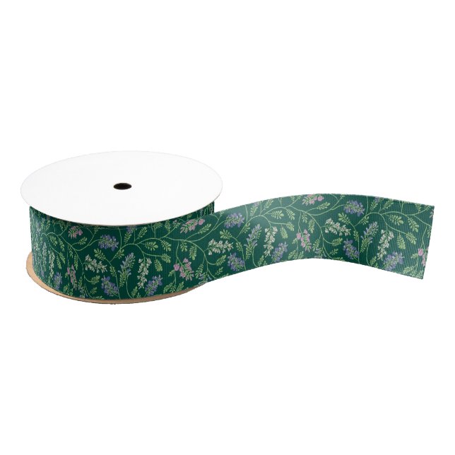 Aquamarin mit Wisteria Vines Floral Ripsband (Spule)