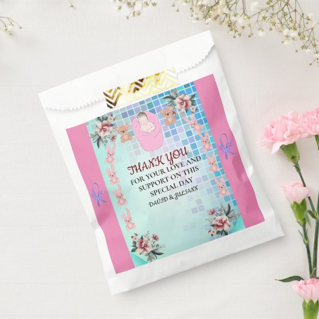 Aquamarin Modern Boho Floral Elegante Baby Girl Du Geschenktütchen (Versiegelt)