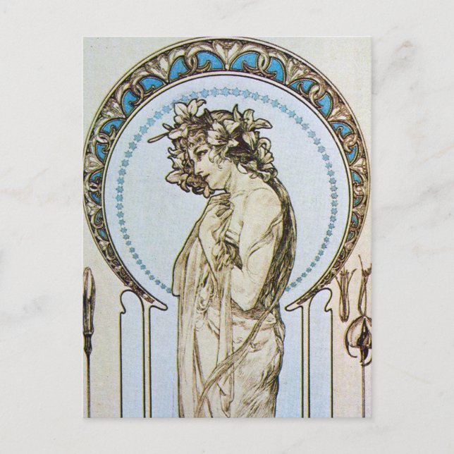 Aquamarin Moon Goddess Postkarte (Vorderseite)