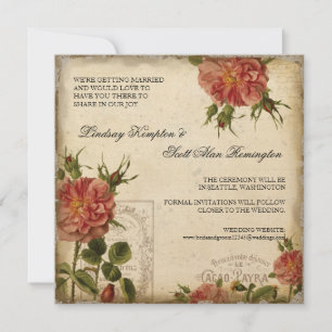 Aquamarin n Creme Vintag Eiffelturm Save the Date Einladung