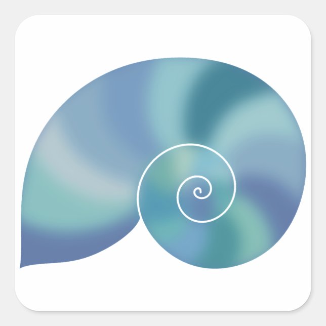 Aquamarin Nautilus Muschel Gradient Sticker (Vorderseite)