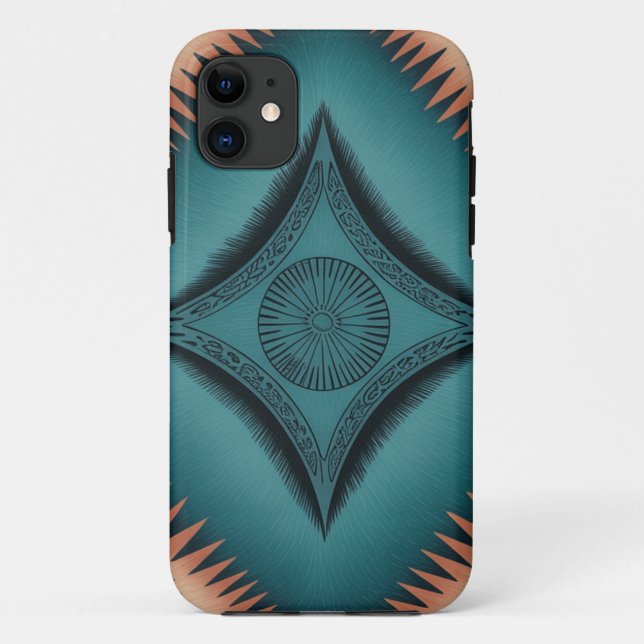 Aquamarin Navajo Peach Sunburst Case-Mate iPhone Hülle (Rückseite)