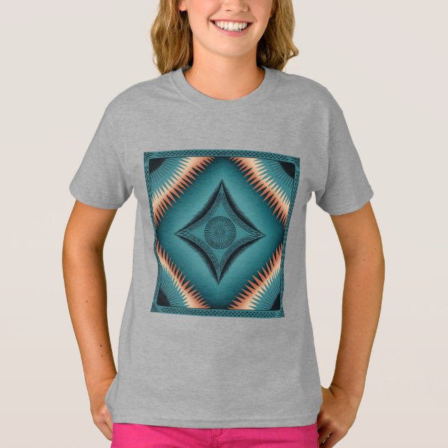 Aquamarin Navajo Peach Sunburst T-Shirt (Vorderseite)