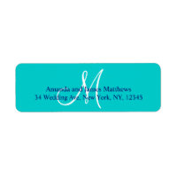 Aquamarin Navy Blue Simple Script Monogram for Wed