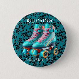 Aquamarin Neon Rollerskate Geburtstagspartei Custo Button