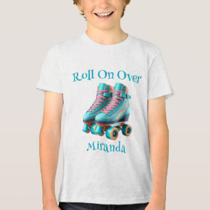 Aquamarin Neon Rollerskate Geburtstagspartei Custo Tri-Blend Shirt