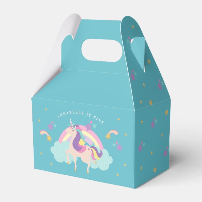 Aquamarin | Niedlicher Regenbogen Einhorn Personal Geschenkschachtel (Vorderseite)