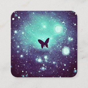 Aquamarin Night Sky Butterfly Quadratische Visitenkarte