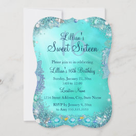 Aquamarin Ocean Jewel Sweet 16 Geburtstagsparty 2 Einladung