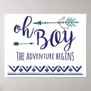 Aquamarin Oh Boy Tribal Baby Duschzeichen Poster