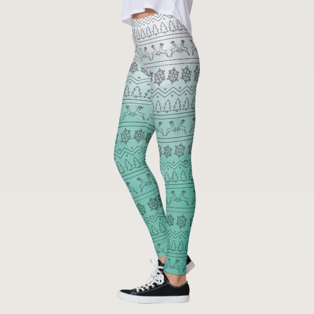 Aquamarin Ombre Christmas Sweater Muster Leggings (Links)