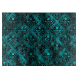 Aquamarin Ombre Glam Glitzer Damask Muster Schneidebrett