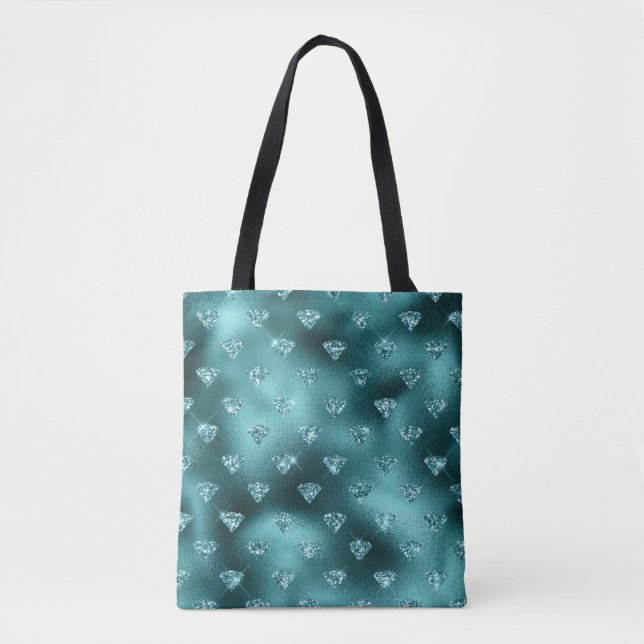 Aquamarin Ombre Glam Glitzer Diamonds Pattern (Vorderseite)