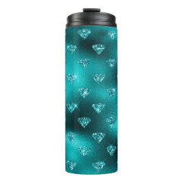 Aquamarin Ombre Glam Glitzer Diamonds Pattern Thermosbecher