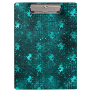 Aquamarin Ombre Glam Glitzer Unicorns Muster Klemmbrett