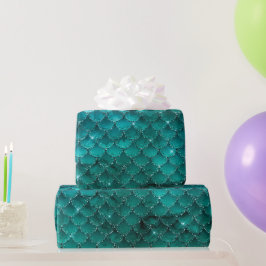Aquamarin Ombre Glam Mermaid Scales Muster Geschenkpapier