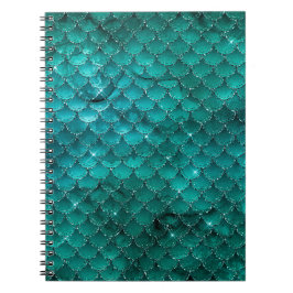 Aquamarin Ombre Glam Mermaid Scales Muster Notizblock