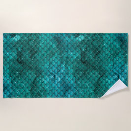 Aquamarin Ombre Glam Mermaid Scales Muster Strandtuch