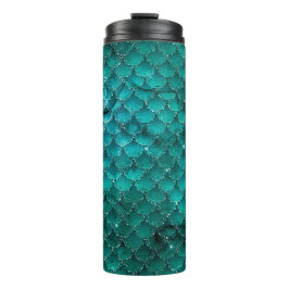 Aquamarin Ombre Glam Mermaid Scales Muster Thermosbecher