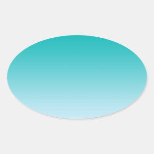 Aquamarin Ombre Ovaler Aufkleber