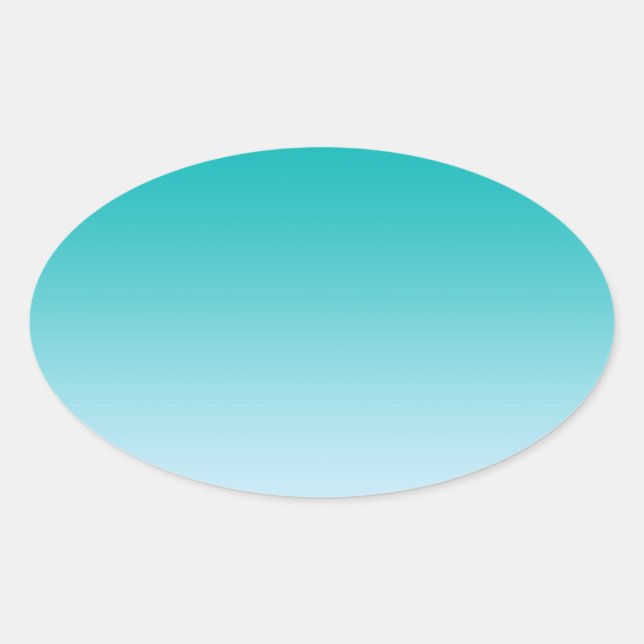 Aquamarin Ombre Ovaler Aufkleber (Vorderseite)