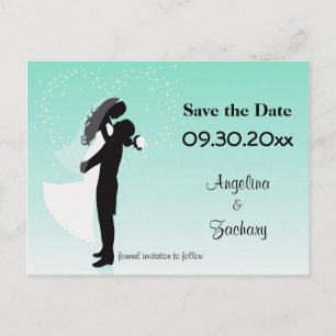 Aquamarin Ombre Save the Date Hochzeitkarte Ankündigungspostkarte