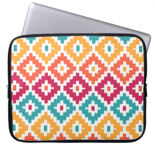Aquamarin Orange Aztec Tribal Print Ikat Diamond P Laptopschutzhülle