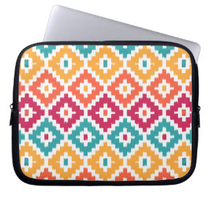 Aquamarin Orange Aztec Tribal Print Ikat Diamond P Laptopschutzhülle