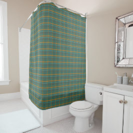 Aquamarin Orange Brown Twill Kariert Illustration  Duschvorhang