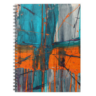 Aquamarin Orange Industrial Tropfen Abstrakt Noteb Notizblock