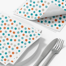 Aquamarin Orange Polka Dot Pattern Napkins