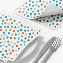 Aquamarin Orange Polka Dot Pattern Napkins Serviette