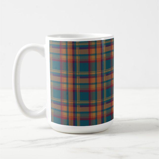 AQUAMARIN ORANGE RED FALL AUTUMN KARIERTES PATTER KAFFEETASSE (Links)