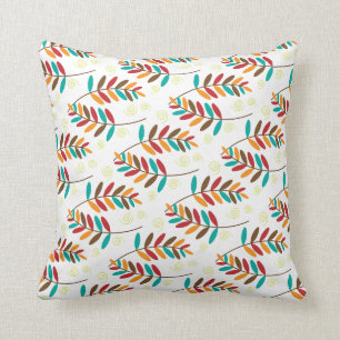 Aquamarin, orange, rot, Brown-Fall-Blatt-Muster Kissen