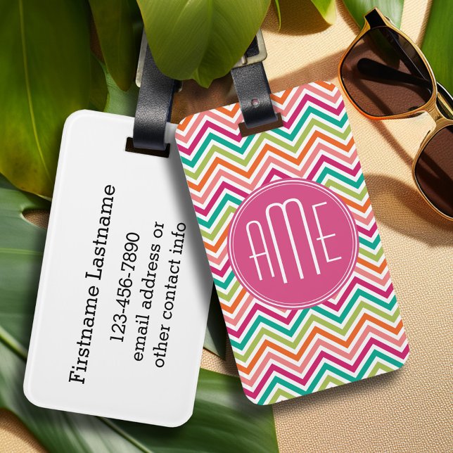 Aquamarin Orangefarbene, rosa, benutzerdefinierte  Gepäckanhänger (Personalized Luggage Tag)