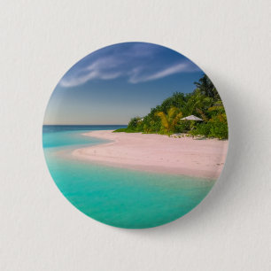 Aquamarin Ozean Tropische Strand Szene Button