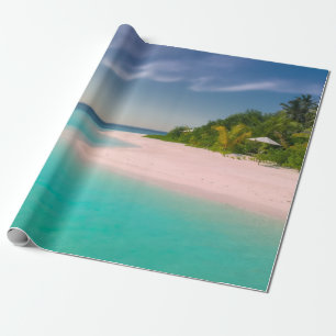 Aquamarin Ozean Tropischer Strand Szene Geschenkpapier