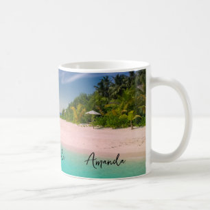 Aquamarin Ozean Tropischer Strand Szene Kaffeetasse