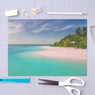 Aquamarin Ozean Tropischer Strand Szene Seidenpapier