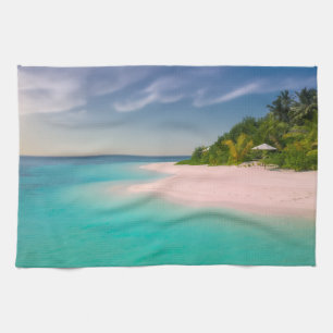 Aquamarin Ozean Tropischer Strand Szenenfoto Geschirrtuch
