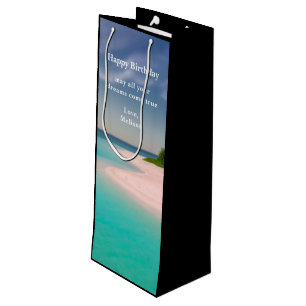 Aquamarin Ozean Tropischer Strand Szenischer Gebur Geschenktüte Für Weinflaschen