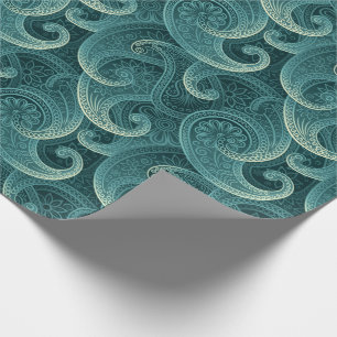Aquamarin Paisley Timeless Pattern Geschenkpapier